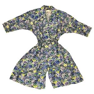J.R. Petite by Joseph Ribkoff 80s 90s Floral Romper with Collar & Cinched Waist